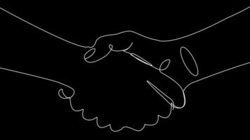 Continuous Line Art Animation of Two Hands Shaking, Symbol of Partnership and Trust video