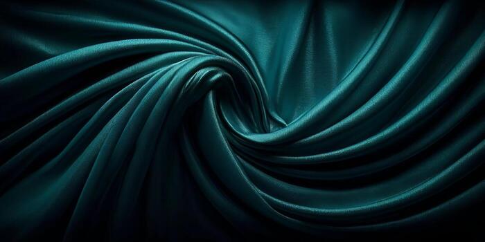 A luxurious dark teal fabric features elegant flowing drapes and a soft texture forming a beautiful background photo