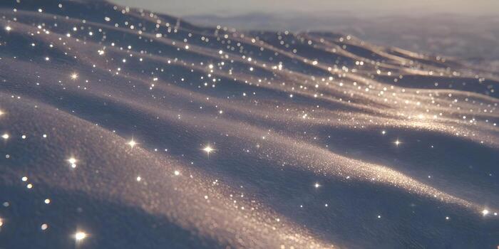 Sunlight sparkles across undulating snow or sand creating a beautiful bokeh effect photo