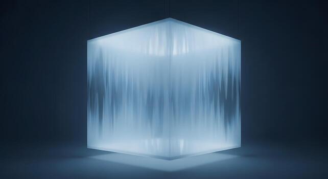 Abstract Geometric Light Cube A Contemporary Design with Illuminated Surfaces in a Dark Setting photo