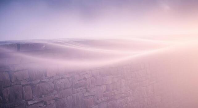 Stone Wall and Misty Atmosphere A Serene and Abstract Scene with Hazy Light and Texture photo