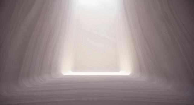 Abstract pathway of soft, layered textures leading towards a radiant light, symbolizing purity and modern design aesthetics photo