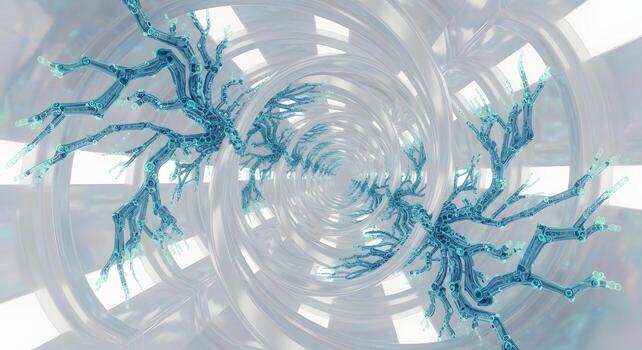 Fractal Circuit Tree Abstract in a Futuristic Tunnel photo