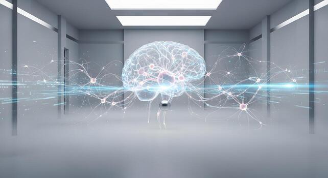 Digital Brain Network - Futuristic Neuroscience and Artificial Intelligence Concept photo