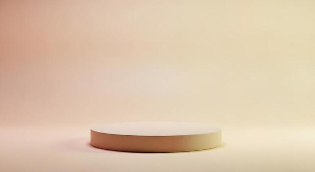 Minimalist 3D Render of a Cylinder Podium in a Soft, Warm Lighting Setup for Product Display photo
