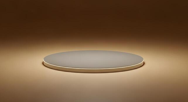 Elegant circular illuminated podium for product display, featuring a modern minimalist design with soft ambient lighting, perfect for showcasing various items in a sophisticated setting photo