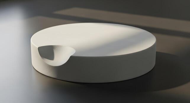 Minimalist 3D Render of a Modern Podium with Shadow Play in a Studio Environment photo