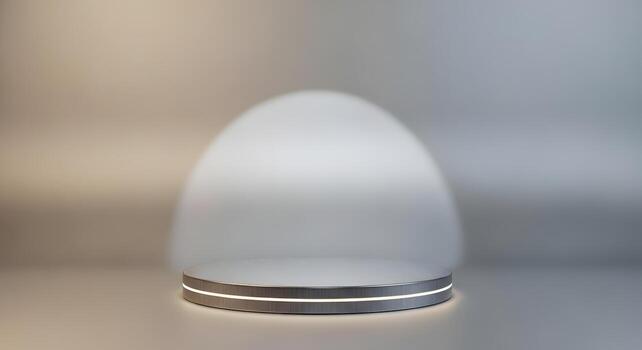 Minimalist product display podium with subtle lighting and soft background creating an elegant presentation space photo