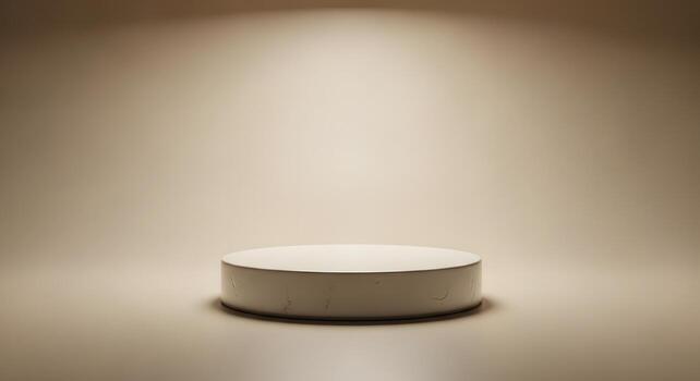 Minimalistic 3D Render of a White Circular Podium, Empty Stage for Product Display photo