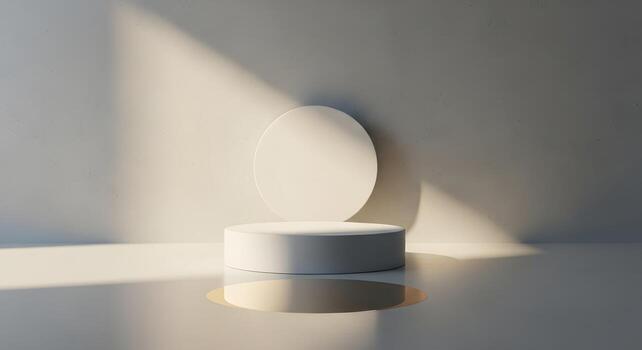 Minimalistic White Podium Display with Shadow for Product Showcase and Presentation photo