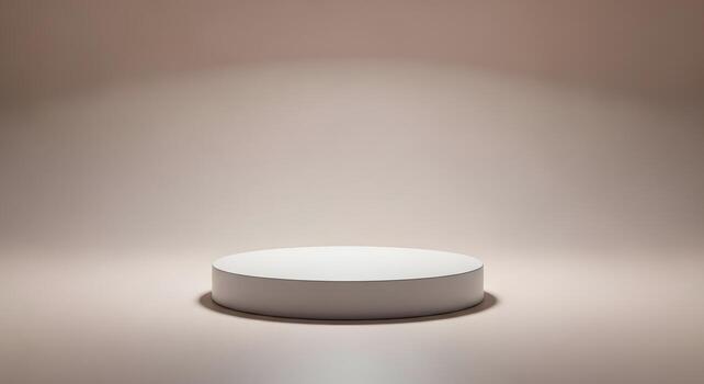 Minimalist White Circular Display Podium with Soft Gradient Lighting in an Empty Studio Space, Ideal for Product Showcase or Concept Presentation photo