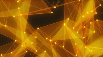 Abstract glowing network of orange lines and yellow nodes video