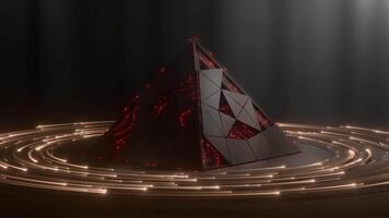 Futuristic Pyramid Sci-Fi Background Glowing Red and Gold Tech Loop Animation video