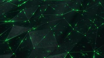 verde polígono com brilhando luz futurista tecnologia Projeto fundo ciclo animado video