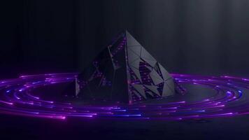 Futuristic Neon Pyramid Background Sci-Fi Tech Loop Animation with Glowing Light Trails video
