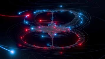 Red and Blue Digital Energy Network on Dark Background Loop Animated video