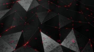 Preto polígono com brilhando luz futurista tecnologia Projeto fundo ciclo animado video