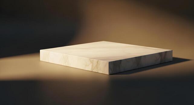 Elegant Marble Display Podium with Subtle Studio Lighting, a Minimalist 3D Render Perfect for High-End Product Showcases and Abstract Concepts photo