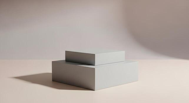 Minimalist product display platforms with soft shadows and subtle lighting for showcasing items photo