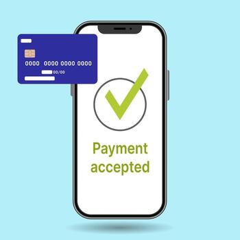 Phone Mockup with Mobile Payment Visualization Showing Successful Transaction vector