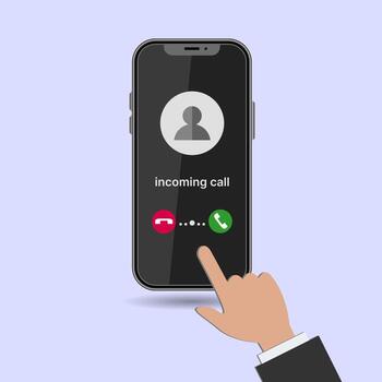 Realistic Smartphone Mockup with Incoming Call Screen and Caller Visualization vector