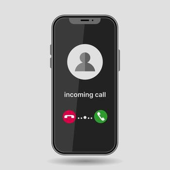 Phone Mockup Displaying Incoming Call Interface with Contact Photo and Details vector