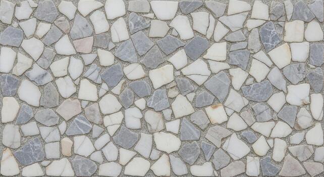 Abstract mosaic pattern background with irregular shapes, gray, white, and neutral tones, resembling a stone surface, suitable for textures and designs photo