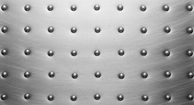 Textured Metal Surface with Rivets A Close-Up View Showcasing Industrial Design and Detail, Perfect for Backgrounds or Graphic Elements photo