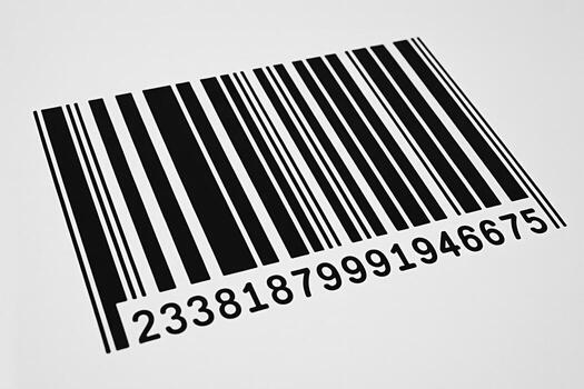 Closeup of a barcode scanning on a plain white surface representing product identification and inventory management conveying a sense of efficiency and technological advancement in retail and supply c photo