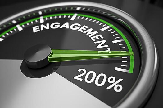 Engagement meter displaying 200 on a sleek dashboard symbolizing high performance and success in a business setting reflecting a mood of achievement and exceeding expectations indicating strong result photo
