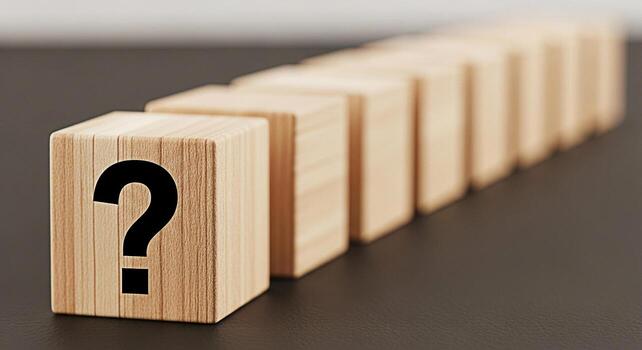 Question mark blocks wooden cubes uncertainty problem solving decision making choice answer solution knowledge learning education puzzle thinking photo