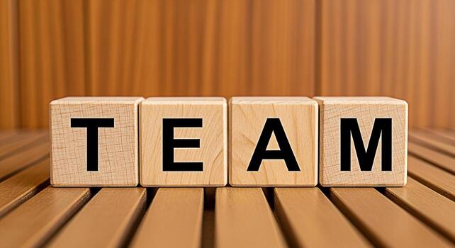 de madera bloques ortografía equipo en un de madera superficie simbolizando colaboración unidad y el importancia de trabajo en equipo en lograr éxito y Fomentando un positivo apoyo ambiente foto