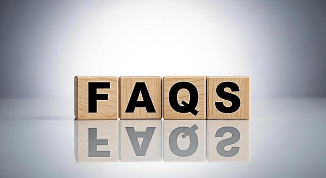 de madera bloques mostrando preguntas frecuentes en un reflexivo superficie en un brillantemente iluminado estudio representando frecuentemente preguntó preguntas cliente apoyo y información accesibilidad con un limpiar y moderno estético foto