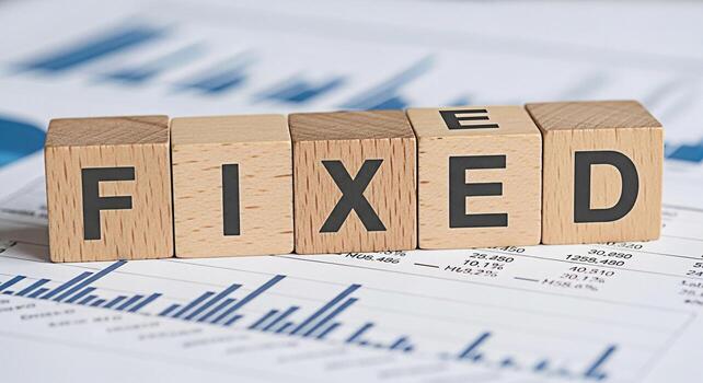 Wooden blocks spelling FIXED resting on a financial report symbolizing problemsolving and stability in a business environment creating a sense of security and reliability in financial matters photo