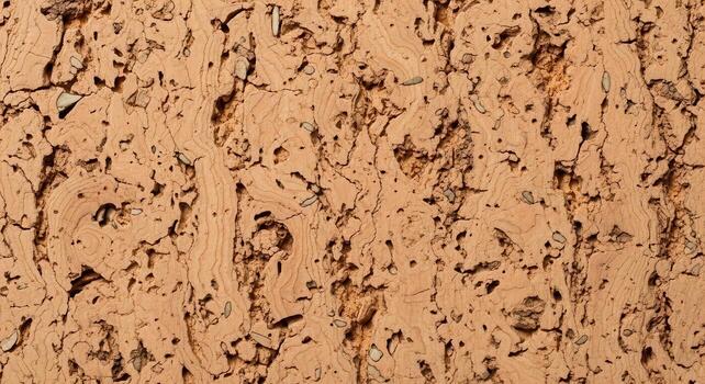 Close-up of a textured cork surface, showcasing intricate patterns and natural details, perfect for backgrounds and design elements photo