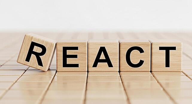 de madera bloques ortografía reaccionar en un de madera superficie simbolizando un dinámica y sensible Acercarse a resolver problemas y innovación en un brillante y minimalista ajuste transporte un sentido de creatividad y un foto