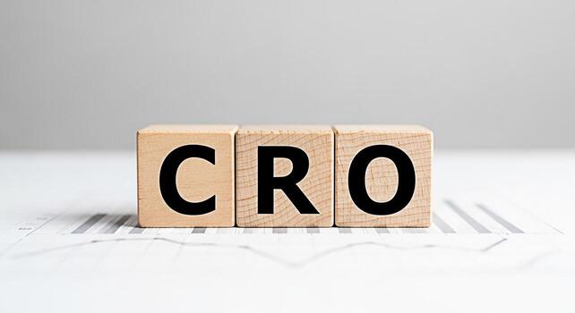 Wooden blocks displaying CRO on a financial chart symbolizing Conversion Rate Optimization in a business setting conveying a message of growth and strategic planning for improved online performance photo
