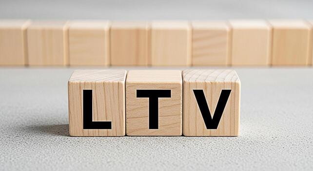 Wooden blocks displaying LTV on a gray surface representing the concept of Lifetime Value in a business setting emphasizing the importance of customer retention and longterm profitability for sustaina photo