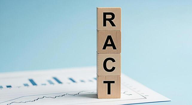 Wooden blocks spelling REACT stacked on a financial chart symbolizing proactive strategy and datadriven decisionmaking in a business environment conveying a sense of planning and positive growth photo