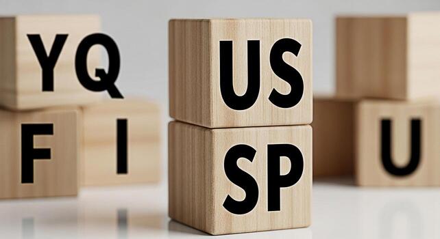 Wooden blocks displaying letters in a bright studio setting spelling out acronyms and abbreviations conveying a sense of education learning and the importance of clear communication in business and ac photo