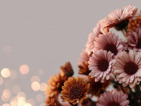 A vase of flowers with a bokeh effect photo