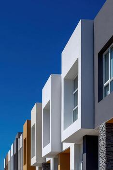 Detailed architectural view of Bauhaus style buildings photo