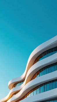 Modern architectural design under a clear blue sky with curves photo
