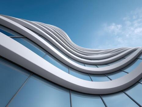 Modern building design with unique wave-like structure in city photo