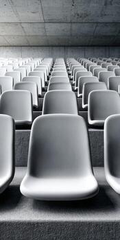 Empty rows of modern seats in a minimalist setting photo