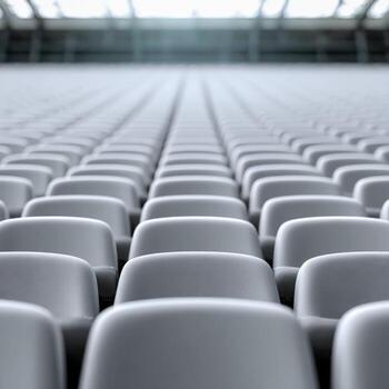 Rows of empty stadium seats create a perspective view of design photo