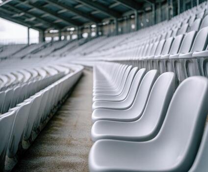Empty stadium seats create a calm atmosphere before the event starts photo