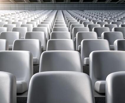 Rows of empty stadium seats create a serene atmosphere for events photo
