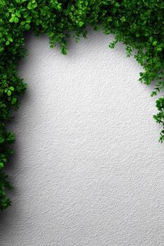 Elegant greenery framing a simple textured background in a serene setting photo