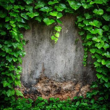 Elegant greenery framing a textured wall in a serene outdoor setting photo